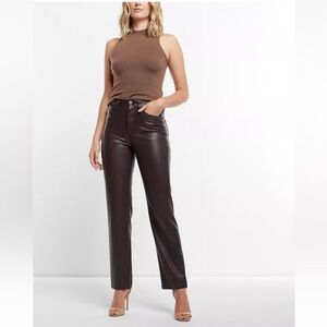 Expresss high waisted faux leather pant in espresso size 8 short
